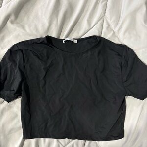 Zara Black Cropped Tee - Short Sleeve